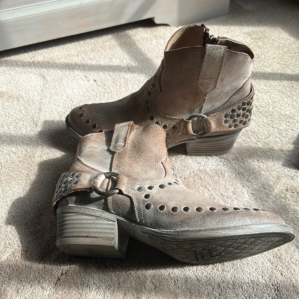 Rural Haze Honey Harness and Stud Ankle Boot